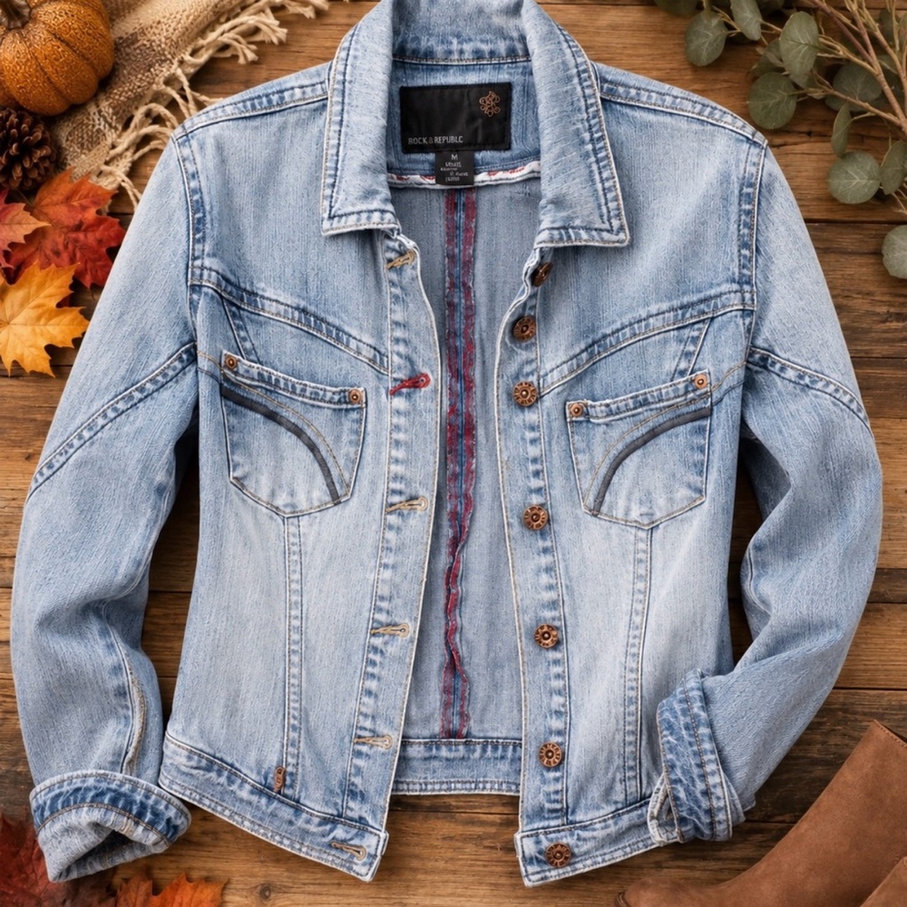 Rocawear Light Blue Denim Jacket with Contrast Stitching